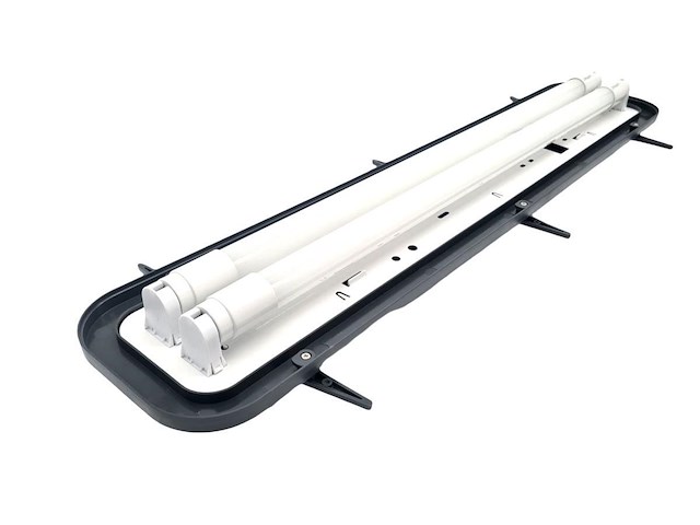 16 x 60cm pro dubbele led tl t8 armaturen waterdicht donkergrijs met reflector - afbeelding 8 van  9