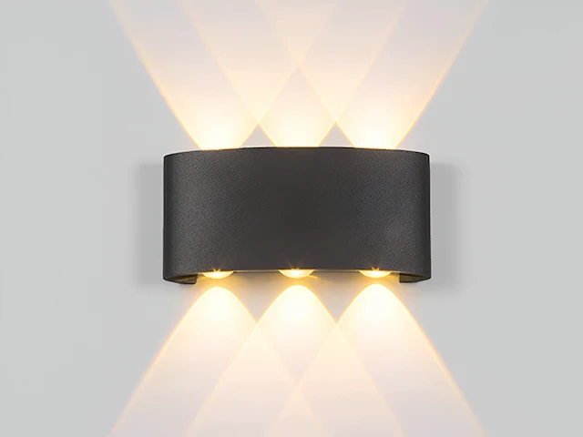 16 x 6w led wandlamp zes licht zwart warm wit waterdicht - afbeelding 3 van  7