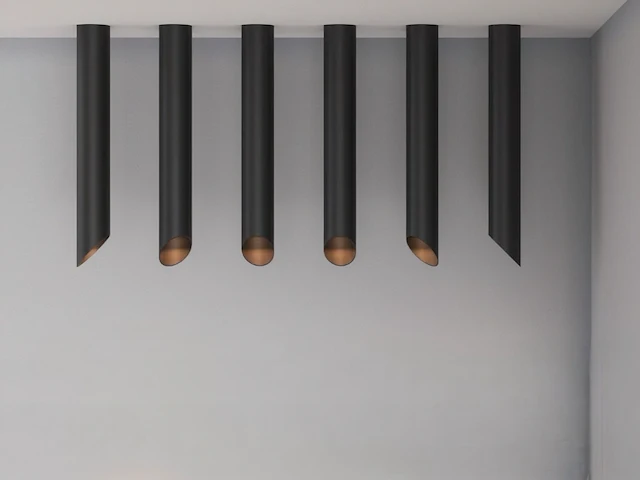 16 x gu10 opbouw design armatuur cilinder zand zwart 35cm - afbeelding 1 van  5