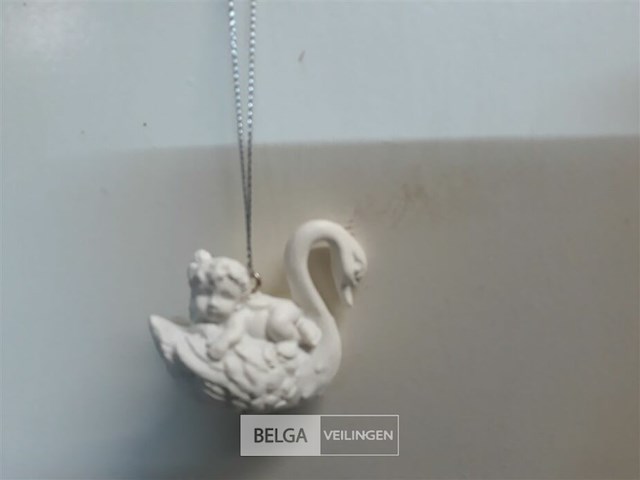 16 x hangdeco zwaan met engel op de rug 5 cm - afbeelding 3 van  3