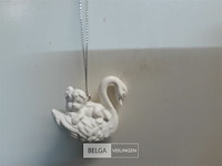 16 x hangdeco zwaan met engel op de rug 5 cm - afbeelding 3 van  3
