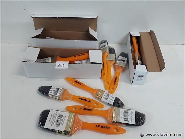 16 x verfborstel plat pvc handvat - afbeelding 1 van  2