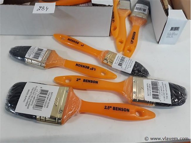 16 x verfborstel plat pvc handvat - afbeelding 2 van  2