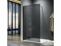160x200 bb inloopdouche rookglas met mat zwart profiel - afbeelding 1 van  4