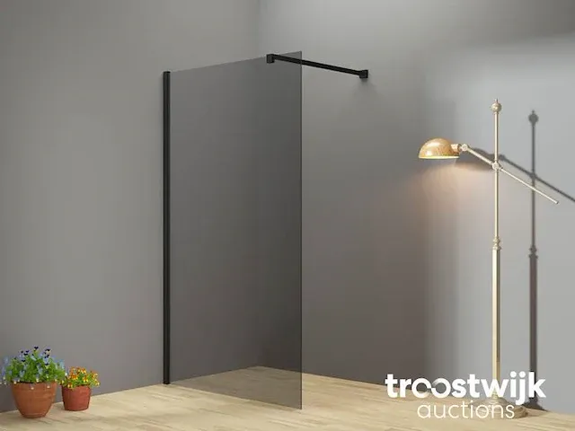 160x200 bb inloopdouche rookglas met mat zwart profiel - afbeelding 2 van  4