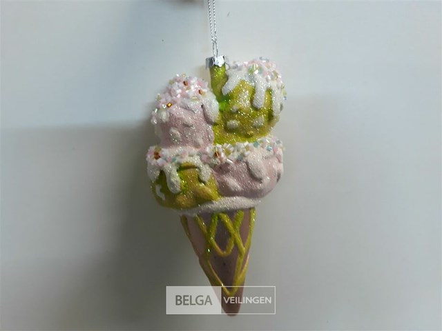 17 x hangdeco ijsje roze/groen pvc 15 cm - afbeelding 3 van  3