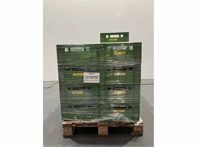 17stukken stapelbakken 590mm x 490mm x 190mm groen occasie - afbeelding 2 van  3