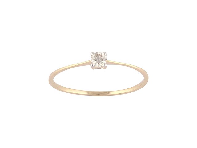 18 kt geelgouden ring met natuurlijke diamant - afbeelding 1 van  7