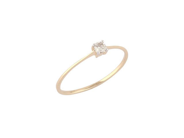 18 kt geelgouden ring met natuurlijke diamant - afbeelding 2 van  7