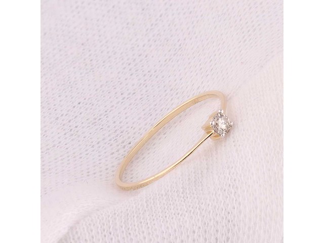 18 kt geelgouden ring met natuurlijke diamant - afbeelding 7 van  7