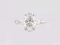 18 kt white gold ring with 2.71 cts lab grown diamond - afbeelding 1 van  7