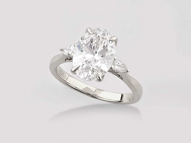 18 kt white gold ring with 2.71 cts lab grown diamond - afbeelding 4 van  7