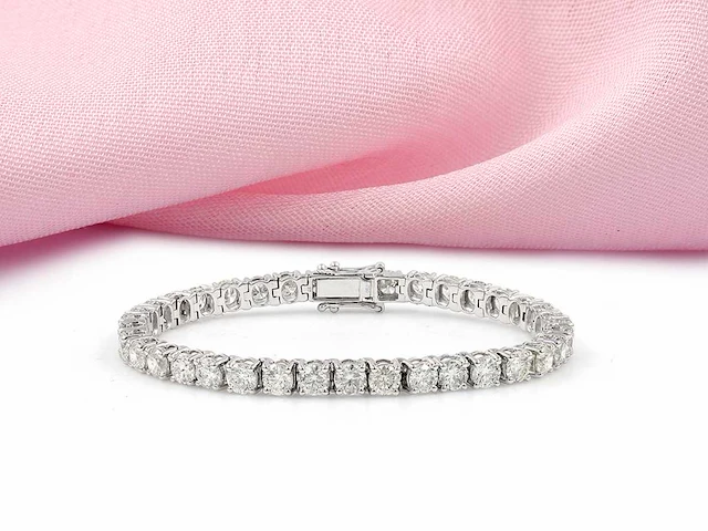 18 kt white gold tennis bracelet with 15.33 cts lab grown diamond - afbeelding 5 van  5