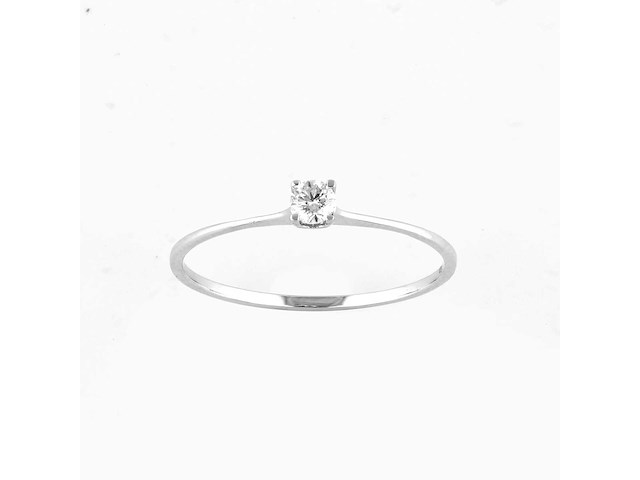 18 kt witgouden ring met natuurlijke diamant - afbeelding 1 van  7