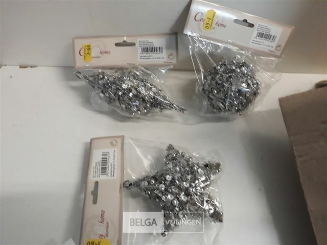 18 x kerst hangdeco zilver glitter - afbeelding 3 van  3