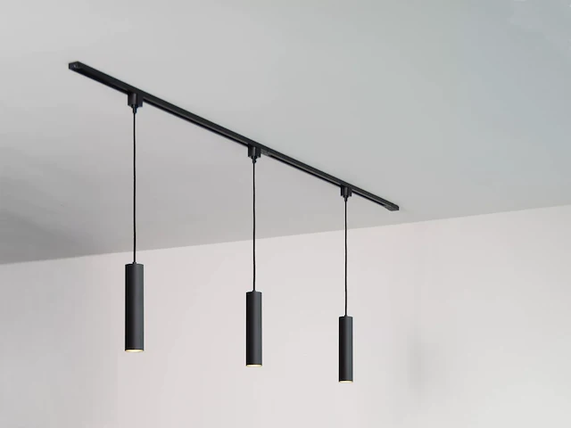 18 x railspot gu10 decoratief hanglamp cilinder 24cm zand zwart - afbeelding 3 van  8