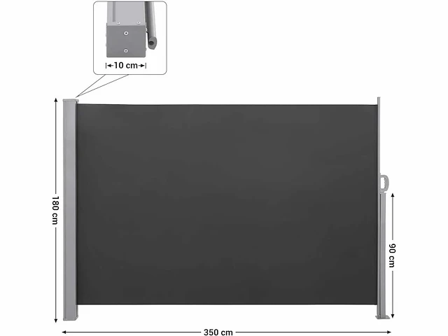 180 x 350 cm (h x b), zijluifel voor balkon en terras - afbeelding 3 van  7