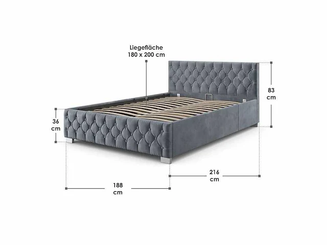 180x 200 bed met led verlichting en bed gespleten - afbeelding 9 van  9