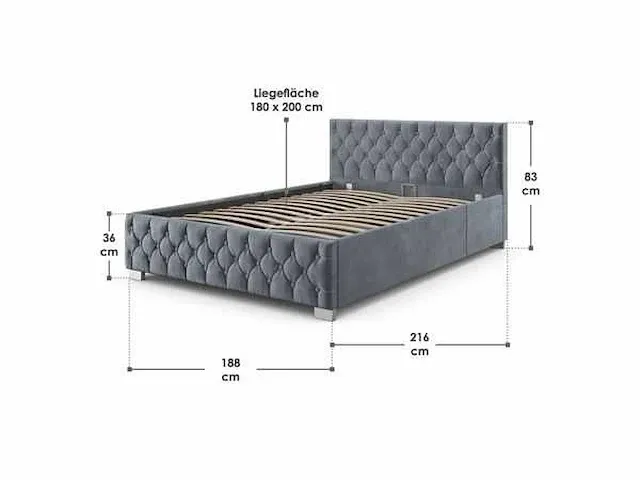 180x 200 bed met led verlichting en bedvorm - afbeelding 9 van  9