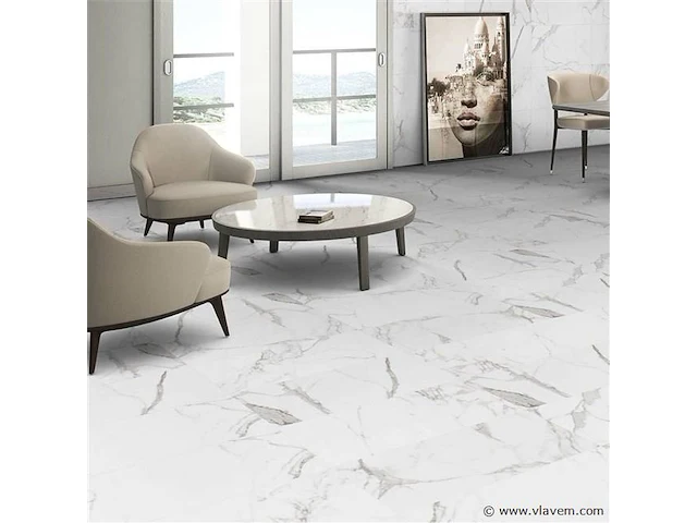 18,72m² 60x60cm marble carrara glossy gerectificeerd - afbeelding 1 van  2