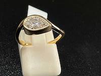 18k geelgouden bezel ring 1.05 ct pear diamant - d/vvs2 - afbeelding 1 van  3
