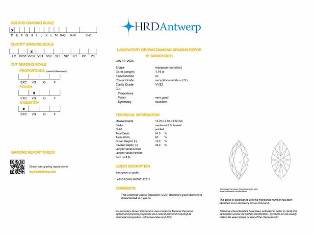 18k geelgouden bezel ring met 1.19 ct marquise diamant - d/vvs2 - afbeelding 3 van  3