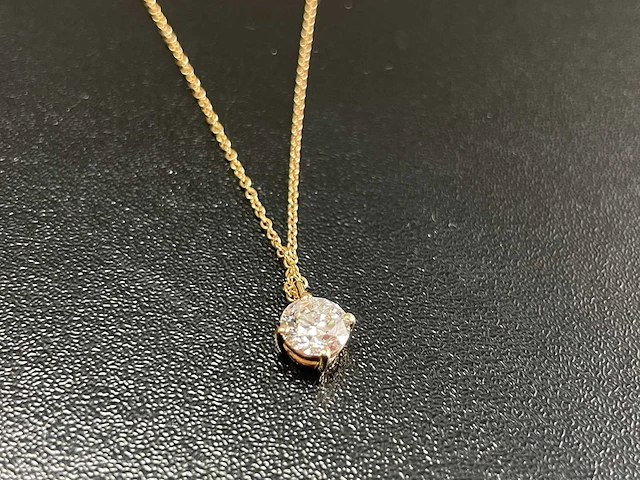 18k geelgouden hanger met 1.08ct ronde diamant - d/vs1 - afbeelding 1 van  3