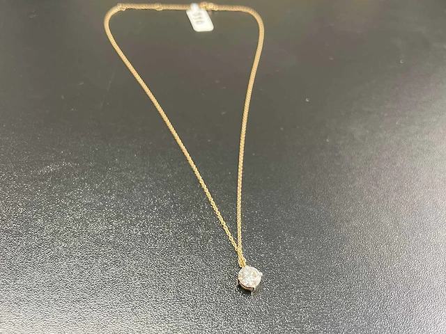 18k geelgouden hanger met 1.08ct ronde diamant - d/vs1 - afbeelding 2 van  3