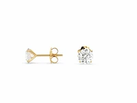 18k geelgouden oorbellen met 1.09 ct ronde diamanten - (hrd gecertificeerd) - afbeelding 1 van  3