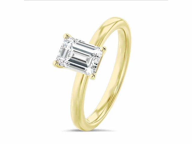 18k geelgouden ring - emerald diamant 4.01 ct e/vs2 - afbeelding 1 van  3