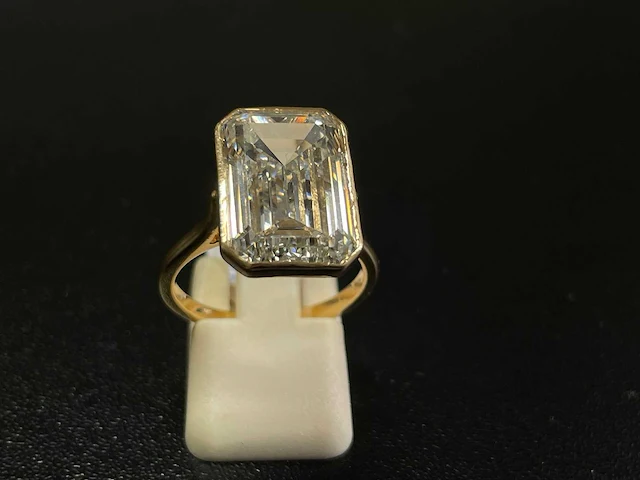 18k geelgouden ring met 11.02 ct emerald diamant - g/vvs2 - afbeelding 2 van  3