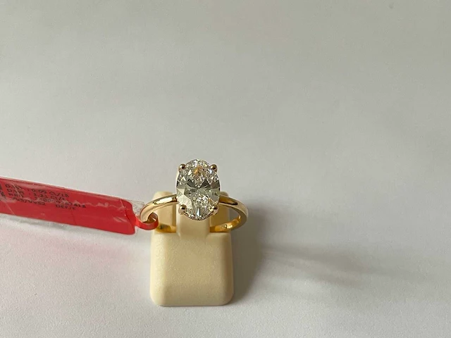 18k geelgouden ring met 3.01 ct ovaal diamant - e/vs1 - afbeelding 2 van  4