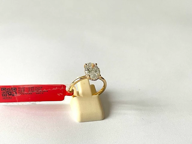 18k geelgouden ring met 3.01 ct ovaal diamant - e/vs1 - afbeelding 3 van  4