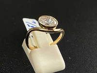 18k geelgouden solitaire hallo ring met 2.04 ct ovaal diamant - f/vs1 - afbeelding 2 van  3