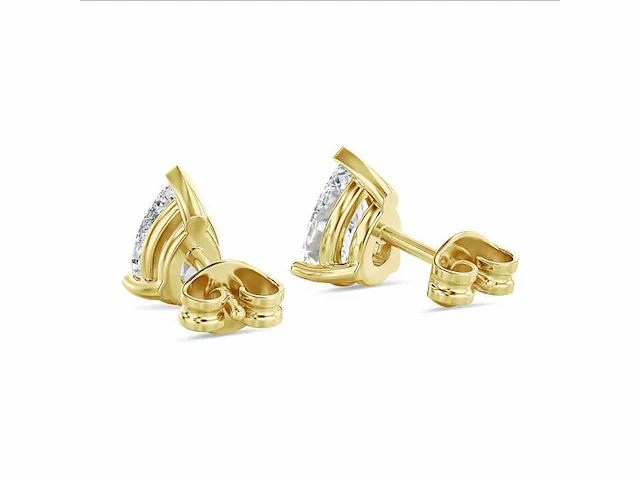 18k geelgouden solitaire oorbellen - peer diamant 2.06 ct d/vvs2 - afbeelding 2 van  5