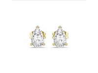 18k geelgouden solitaire oorbellen - peer diamant 2.06 ct d/vvs2 - afbeelding 3 van  5