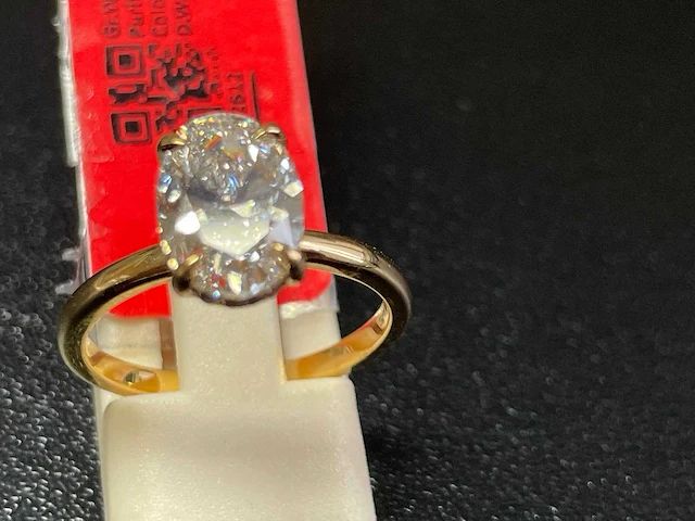 18k geelgouden solitaire ring met 5.01 ct ovaal diamant - f/vs2 - afbeelding 2 van  3