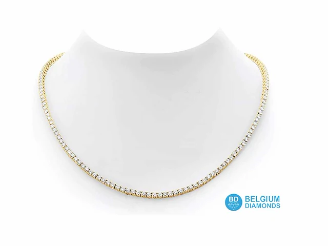 18k geelgouden tennis collier met diamanten 6ct - afbeelding 1 van  3