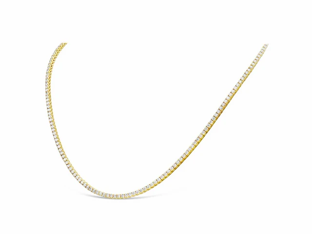 18k geelgouden tennis collier met diamanten 6ct - afbeelding 2 van  3
