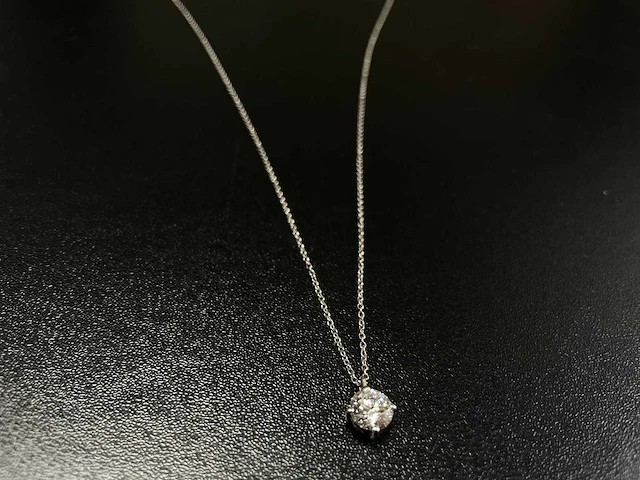 18k witgouden hanger met 1.09ct ronde diamant - d/vs1 - afbeelding 1 van  4