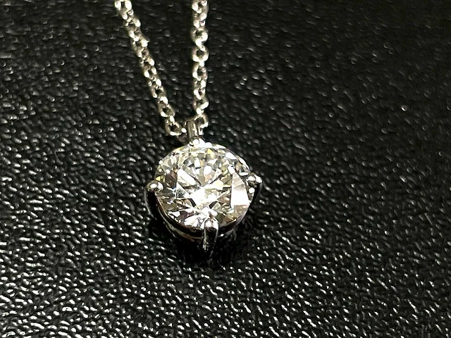 18k witgouden hanger met 1.09ct ronde diamant - d/vs1 - afbeelding 3 van  4