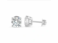 18k witgouden oorbellen - rond diamant 2.40 ct e/vs1 - afbeelding 1 van  5