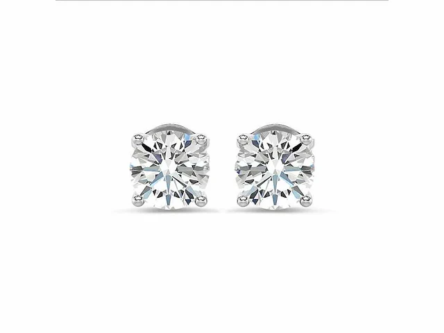 18k witgouden oorbellen - rond diamant 2.40 ct e/vs1 - afbeelding 2 van  5
