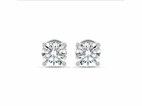 18k witgouden oorbellen - rond diamant 2.40 ct e/vs1 - afbeelding 2 van  5