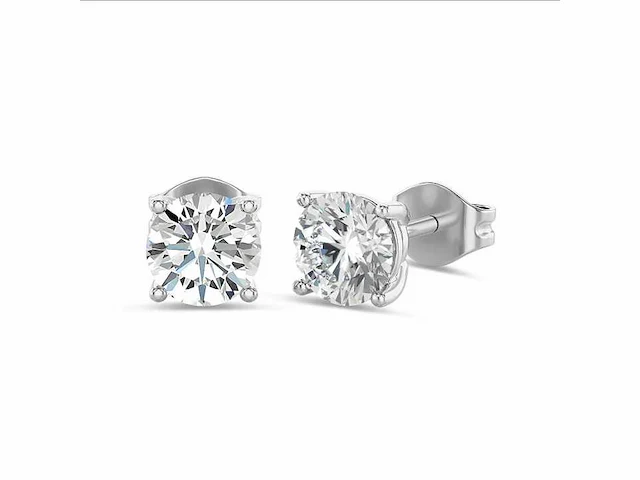 18k witgouden oorbellen - rond diamant 2.40 ct e/vs1 - afbeelding 3 van  5