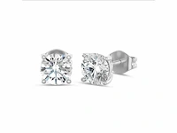 18k witgouden oorbellen - rond diamant 2.40 ct e/vs1 - afbeelding 3 van  5