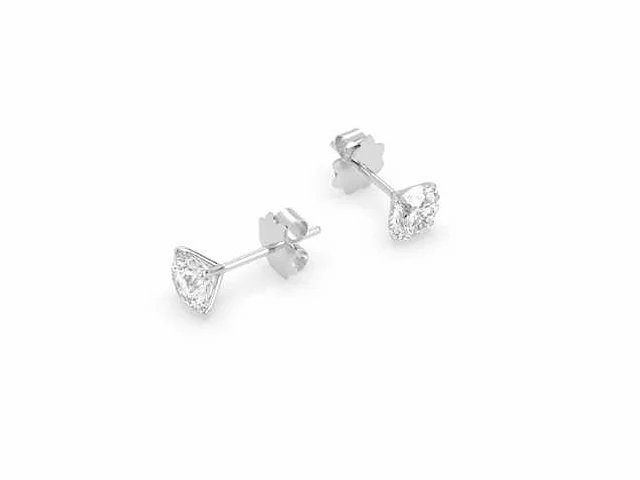 18k witgouden oorbellen met 1.01 ct ronde diamanten - (hrd gecertificeerd) - afbeelding 2 van  3