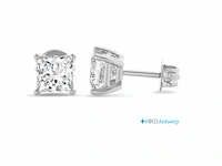18k witgouden oorbellen met 2.04ct princess diamant - afbeelding 1 van  5