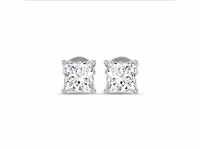 18k witgouden oorbellen met 2.04ct princess diamant - afbeelding 2 van  5