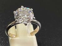 18k witgouden ring met 3.02 ct ronde diamant - e/vs2 - afbeelding 1 van  3